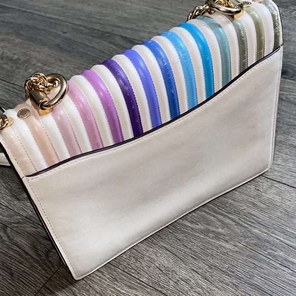 Coach Striped Crossbody Bag with Gold Chain - Picture 4 of 16